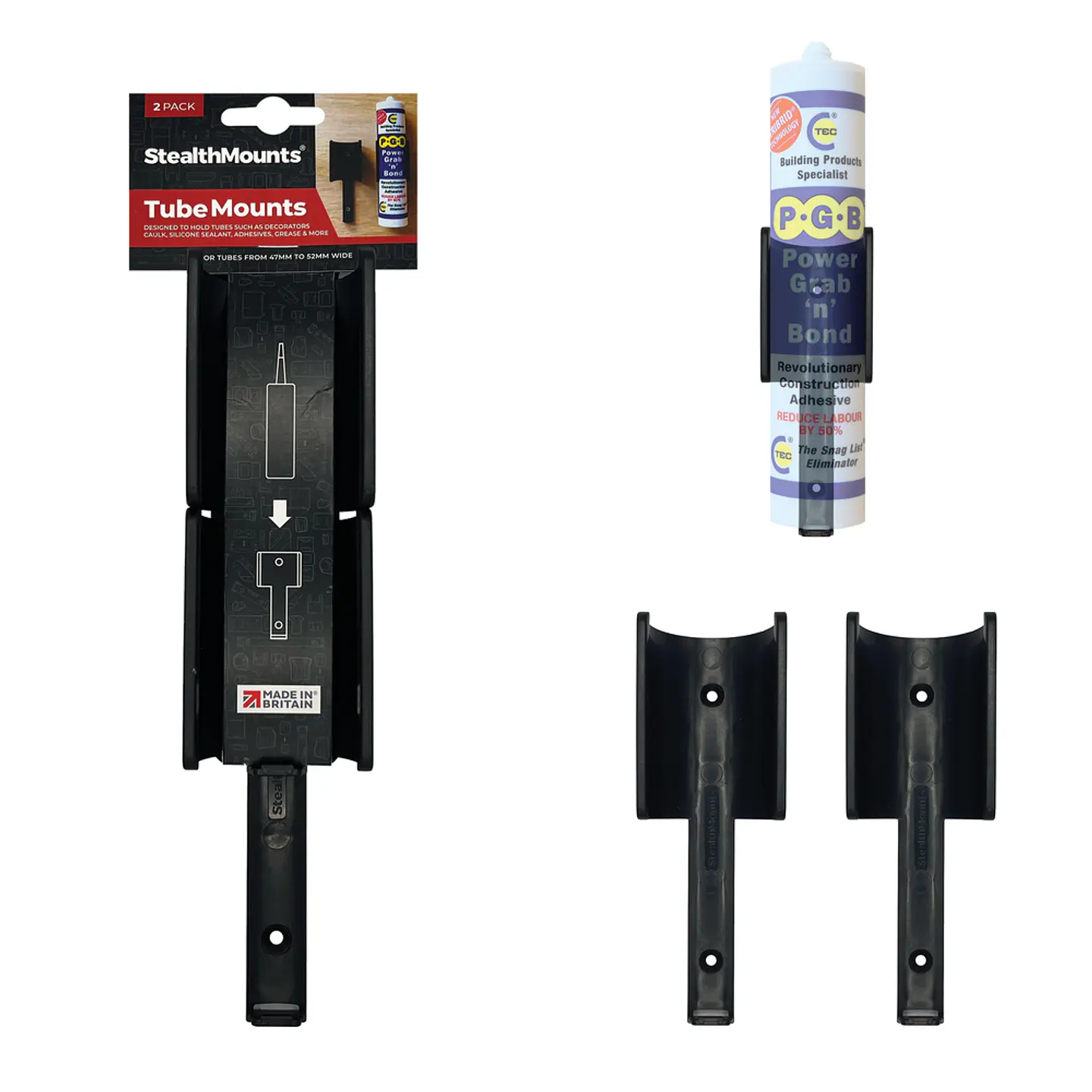 Suporte para Tubos de Silicone OM-TBE-V2-BLK-2 STEALTHMOUNTS (2 Uni.) 1