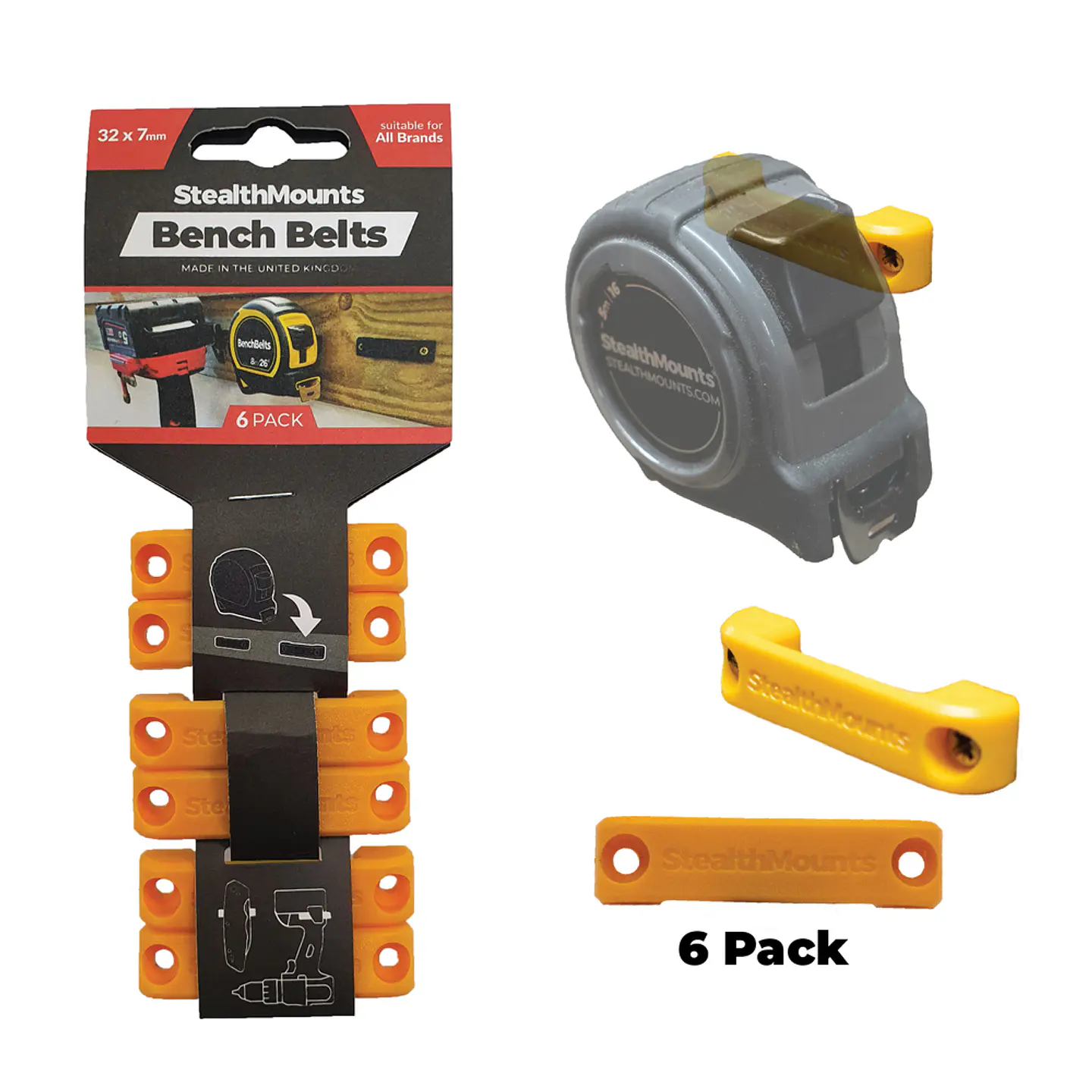 Suporte para Fitas Métricas 32mm BB-YLW-6 STEALTHMOUNTS (6 Uni.) 1