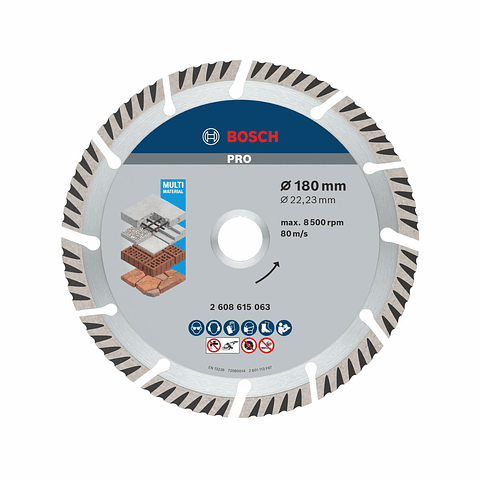 Disco de corte diamante 180mm PRO MULTI MATERIAL BOSCH