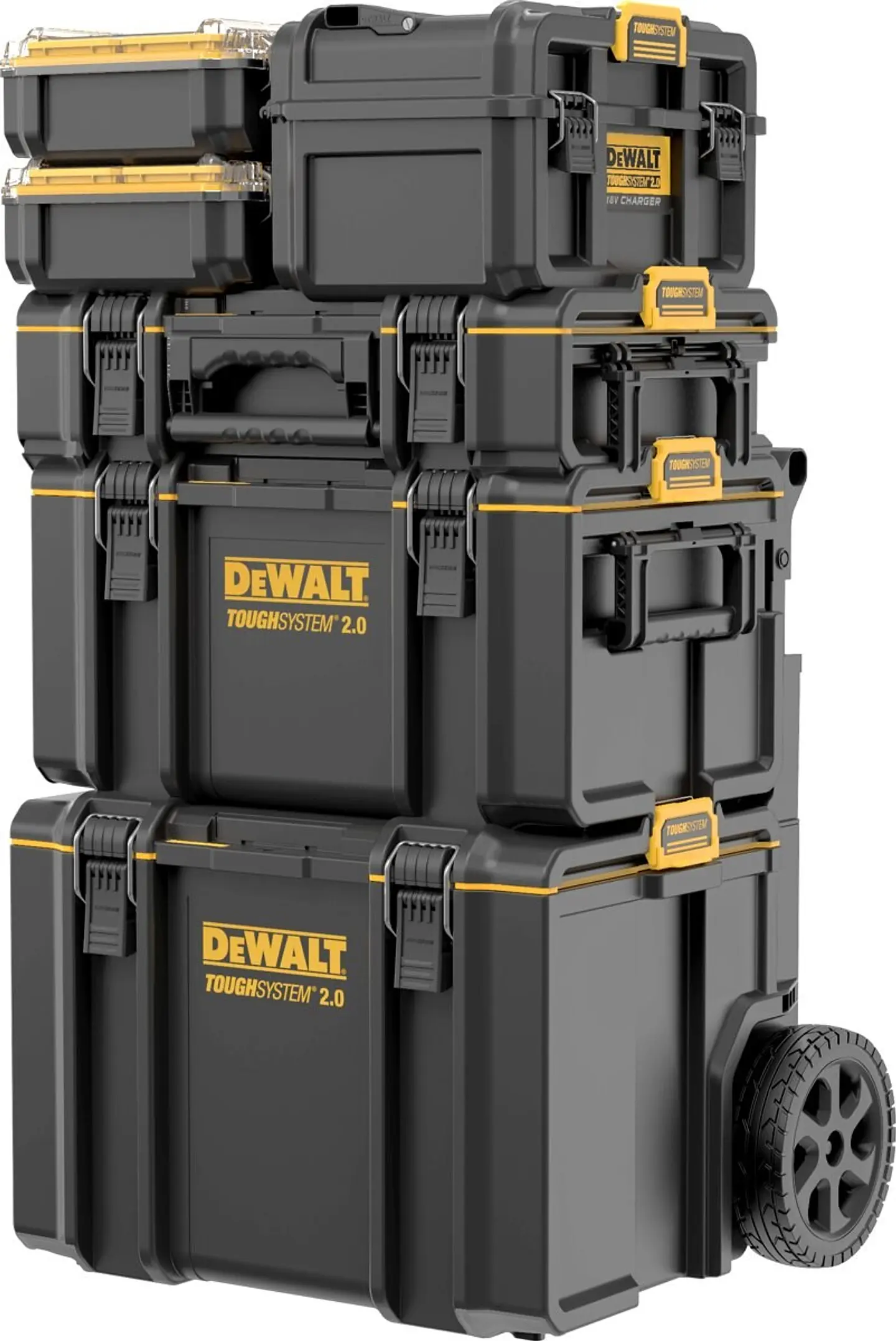 Trolley ToughSystem™ 2.0 com 3 Malas + 1 Caixa de Carrregador XR18V + 2 Organizadores Meia Largura DWST83402-10 DEWALT 1
