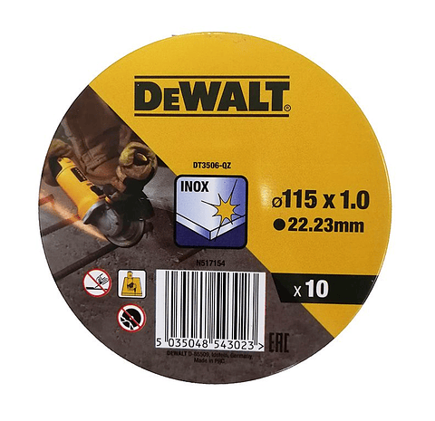 Disco de corte inox 115 x 1 mm (Lata 10 unidades) DT3506-QZ DEWALT
