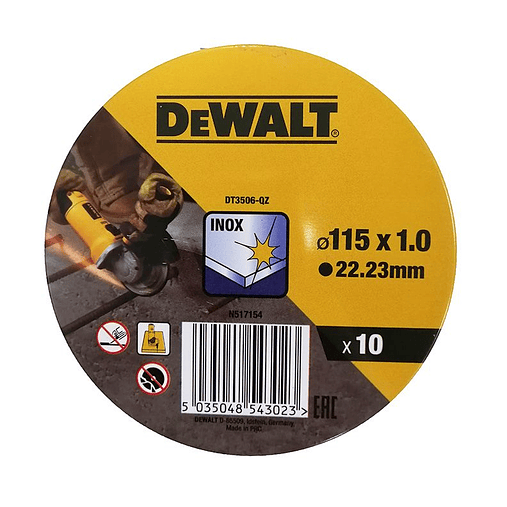 Disco de corte inox 115 x 1 mm (Lata 10 unidades) DT3506-QZ DEWALT 1