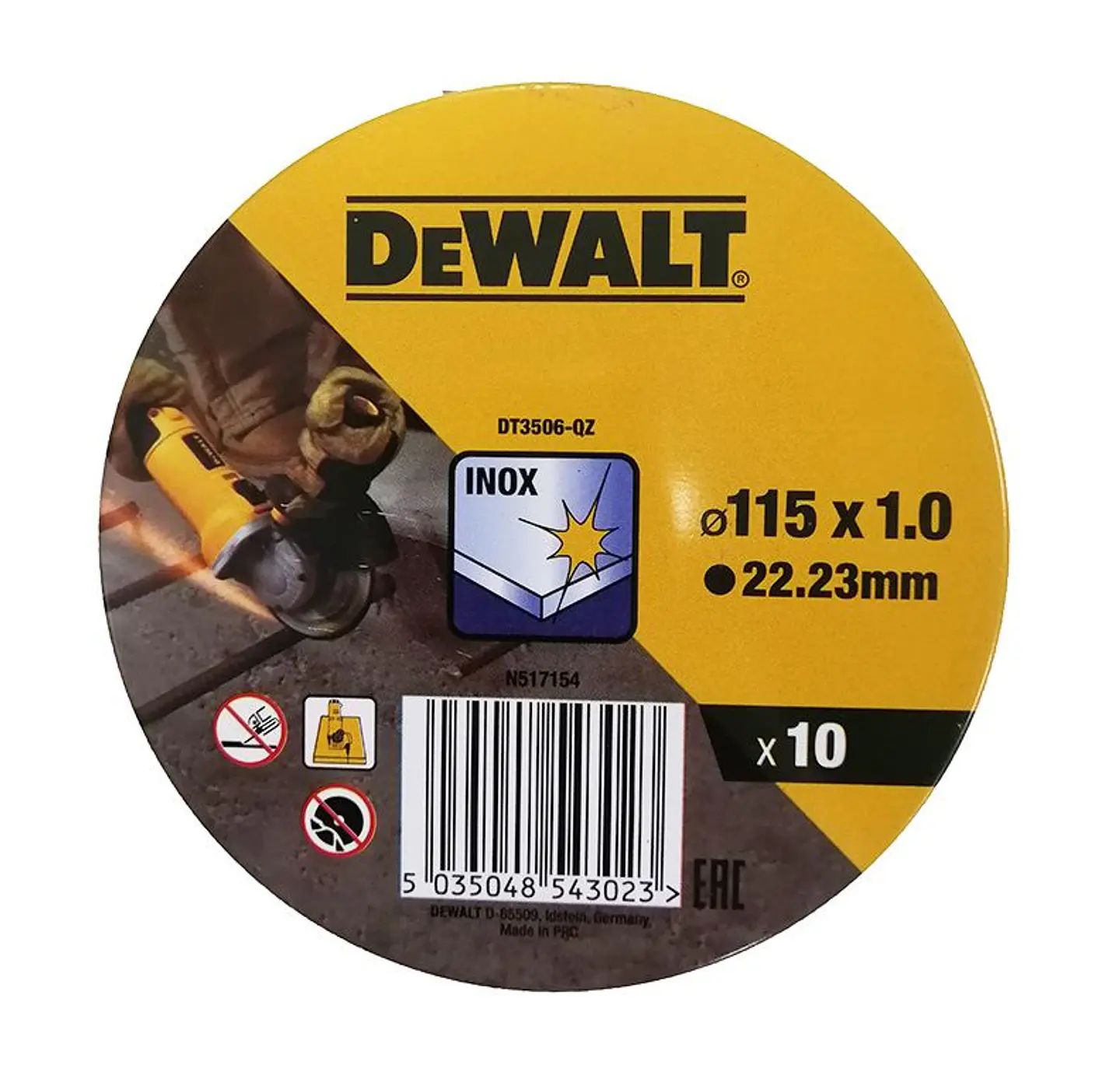 Disco de corte inox 115 x 1 mm (Lata 10 unidades) DT3506-QZ DEWALT 1