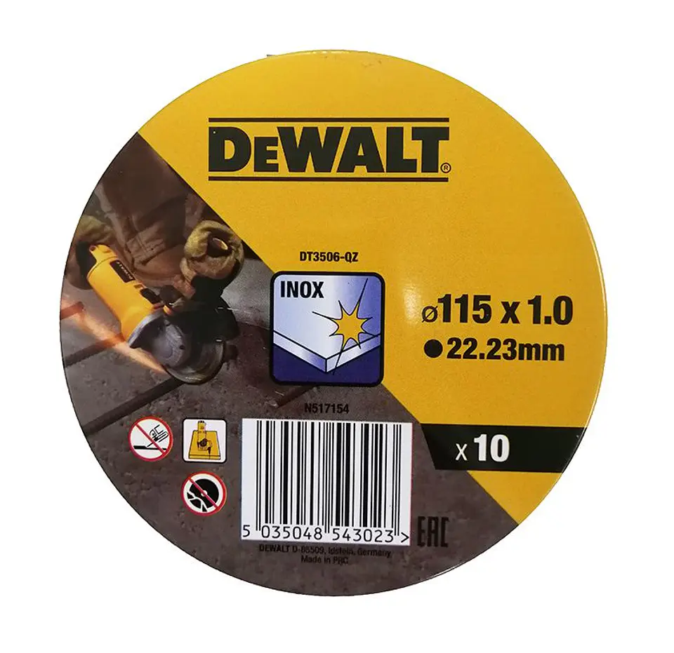 Disco de corte inox 115 x 1 mm (Lata 10 unidades) DT3506-QZ DEWALT 1