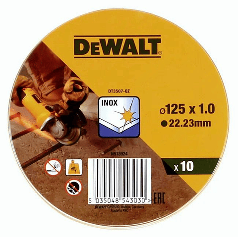 Disco de corte inox 125 x 1 mm (Lata 10 unidades) DT3507-QZ DEWALT