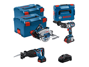 Conjunto 3 máquinas Aparafusadora GSB 18V-110 C + Serra circular GKS 18V-68 GC + Serra sabre GSA 18V-28 + 3 Baterias ProCORE18V BOSCH