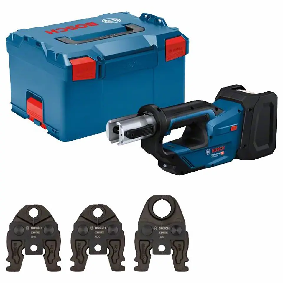 Ferramenta de prensagem sem fio GPT 18V-19 + SET 3 Mordentes U 16 / 20 / 25 BOSCH 1