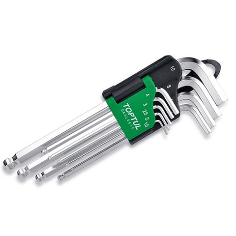 Jogo de Chaves Sextavadas Macho Longas Com Ponta Esférica TOPTUL 