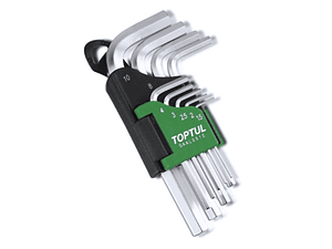 Jogo de Chaves Sextavadas Curtas 9 Peças 1,5-10mm TOPTUL