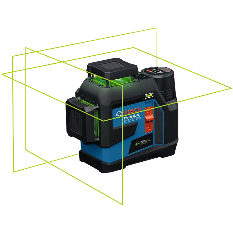 Nivel laser 3 Linhas Verdes GLL 12V-100-33 CG + 1 Bateria 12V 2.0Ah BOSCH 4