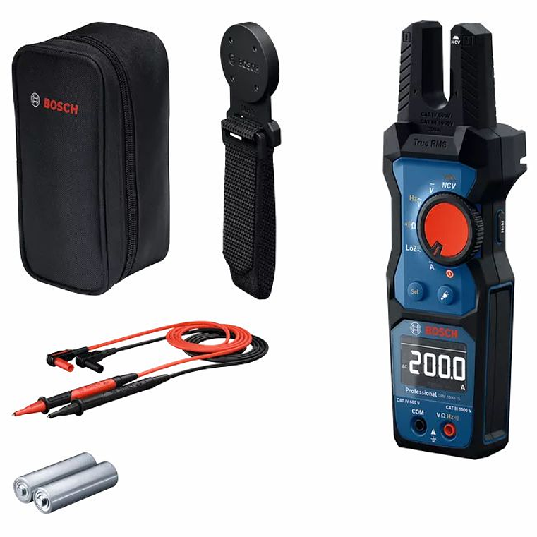 Medidor de corrente e tensão com forquilha GFM 1000-15 + Tira Magnética MH1 BOSCH 1