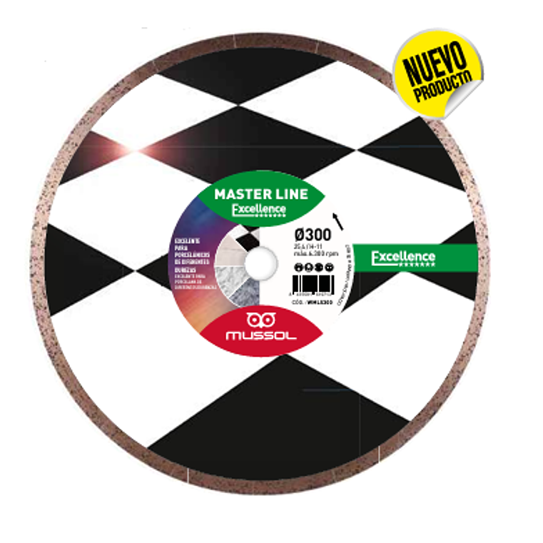  Disco corte de diamante corte húmido em cerâmico 300x25,4mm WML300 MLE MUSSOL 1