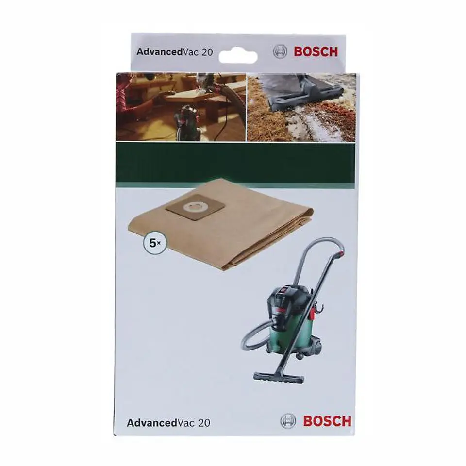 Sacos de papel para aspirador AdvancedVac 20 (5 un.) BOSCH 1