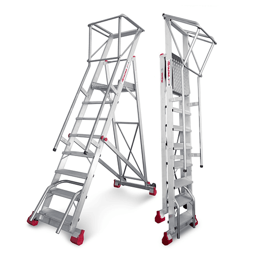 Escada de Armazém com Plataforma e Rodas em Alumínio SMT FARAONE 1