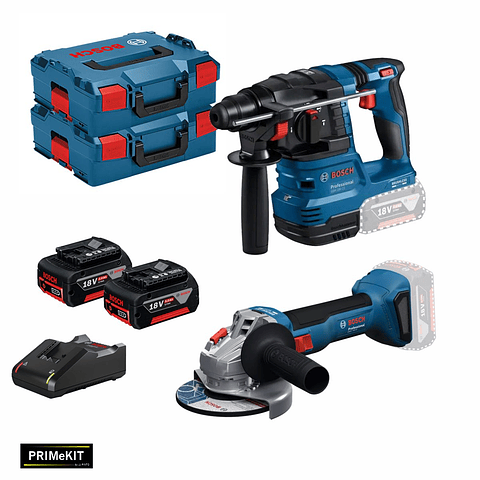 Conjunto Martelo GBH 18V-22, Rebarbadora GWS 18V-8 (125) + 2 Baterias 5.0 Ah PRIMeKIT BOSCH
