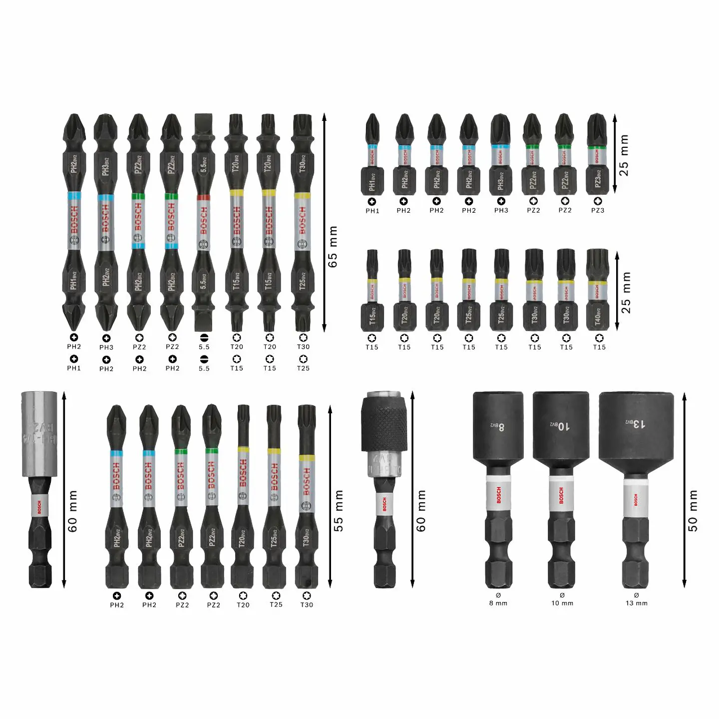 Conjunto de pontas de aparafusadora e chaves de caixa PRO IMPACT BOSCH (36 pcs) 2