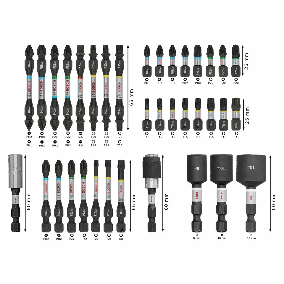 Conjunto de pontas de aparafusadora e chaves de caixa PRO IMPACT BOSCH (36 pcs) 2