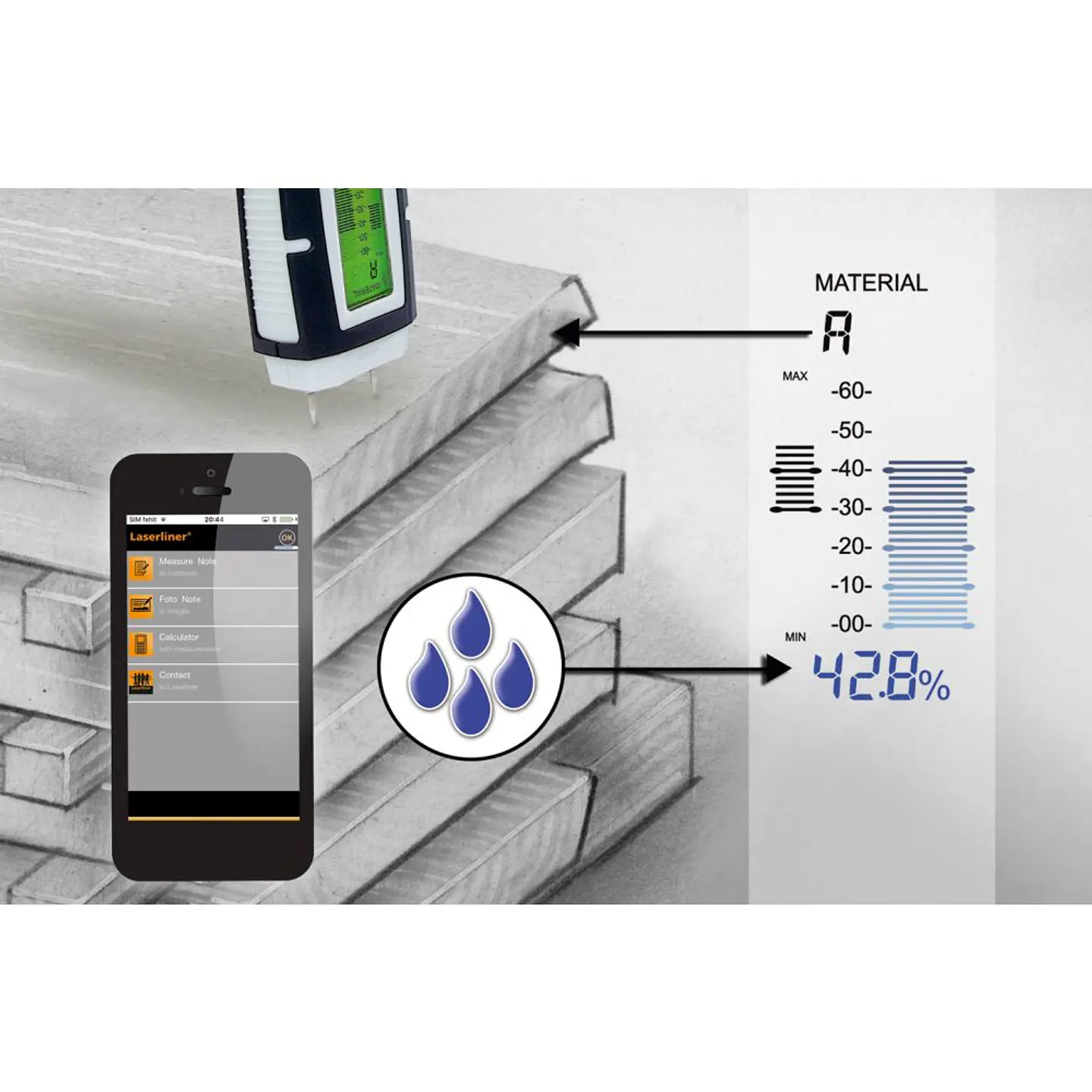 Medidor de Humidade com Sondas DampMaster Compact Pro LASERLINER 6