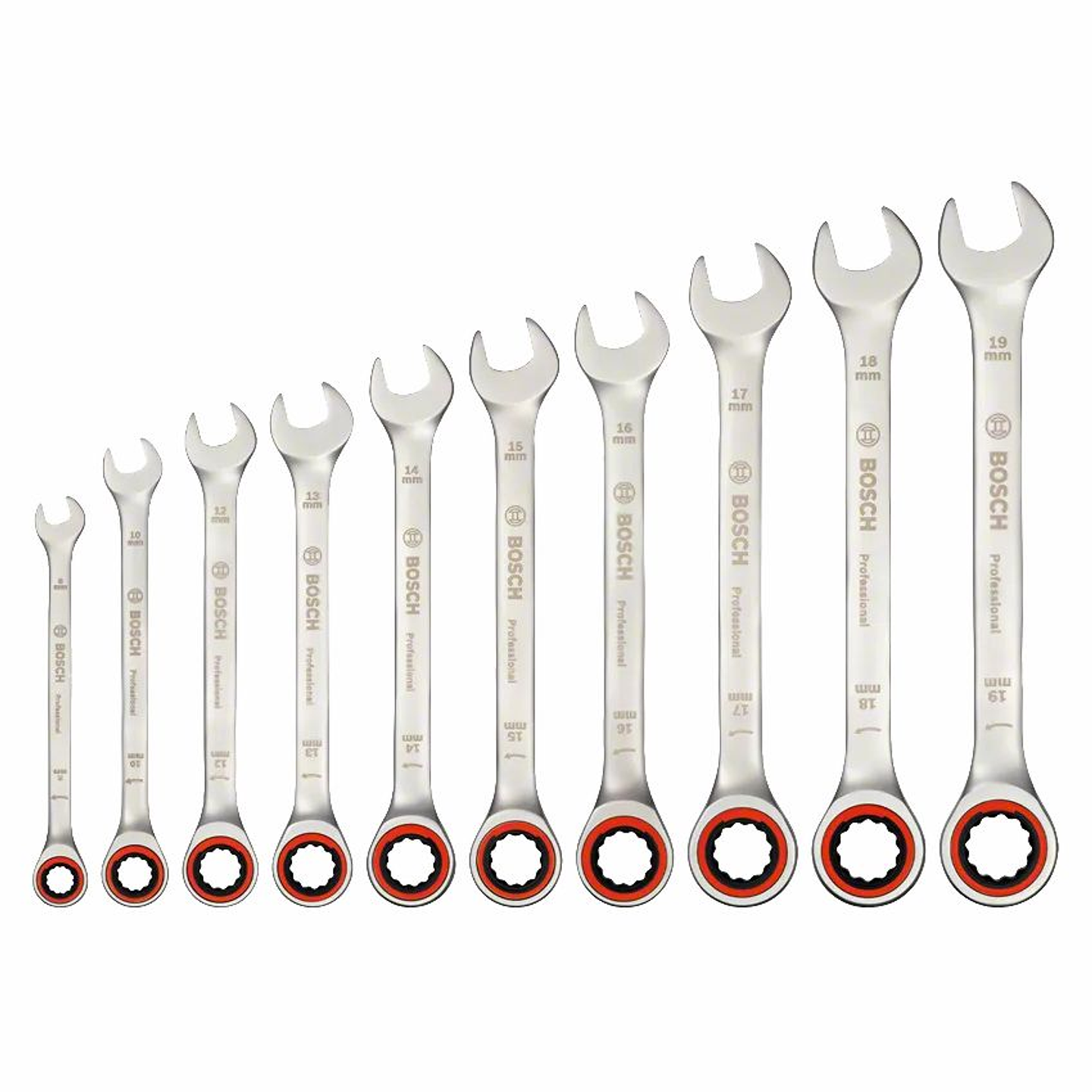 Conjunto de 10 Chaves de boca luneta com roquete BOSCH 1