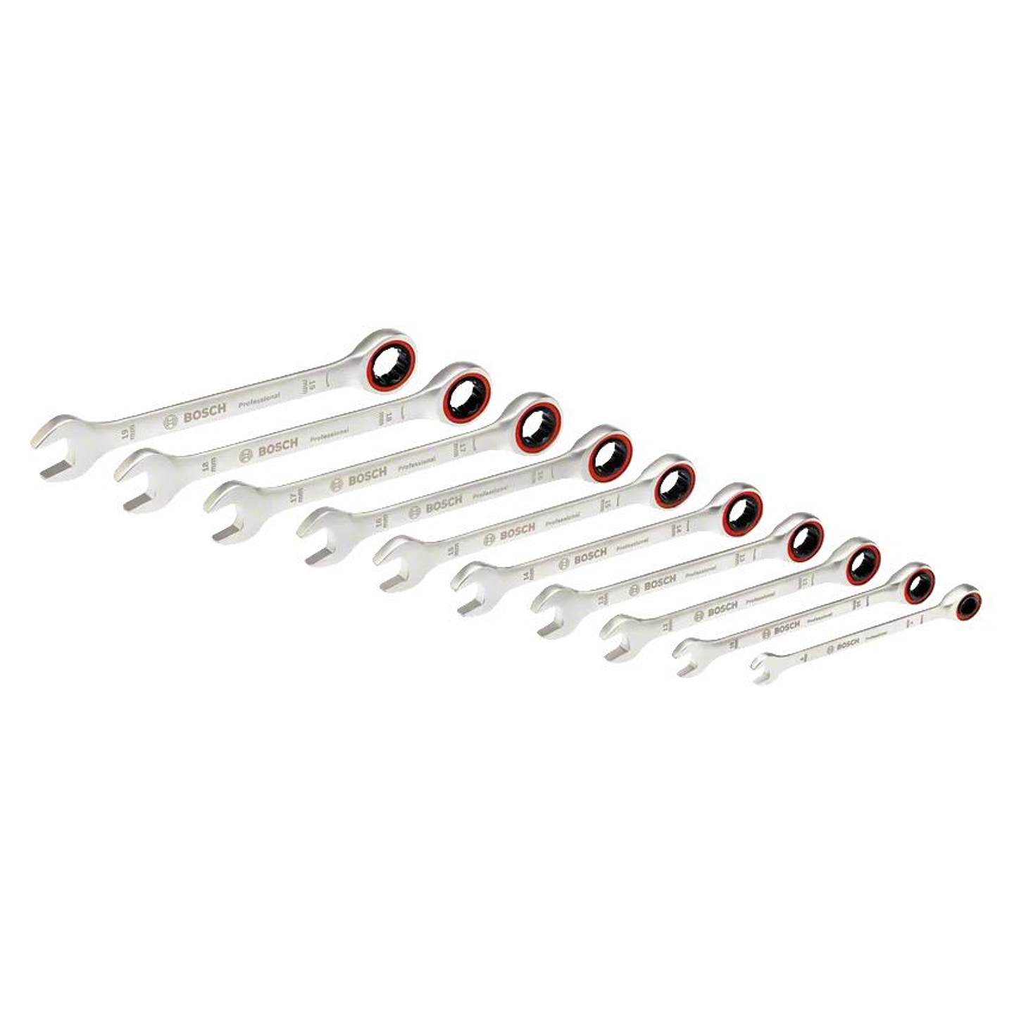 Conjunto de 10 Chaves de boca luneta com roquete BOSCH 2