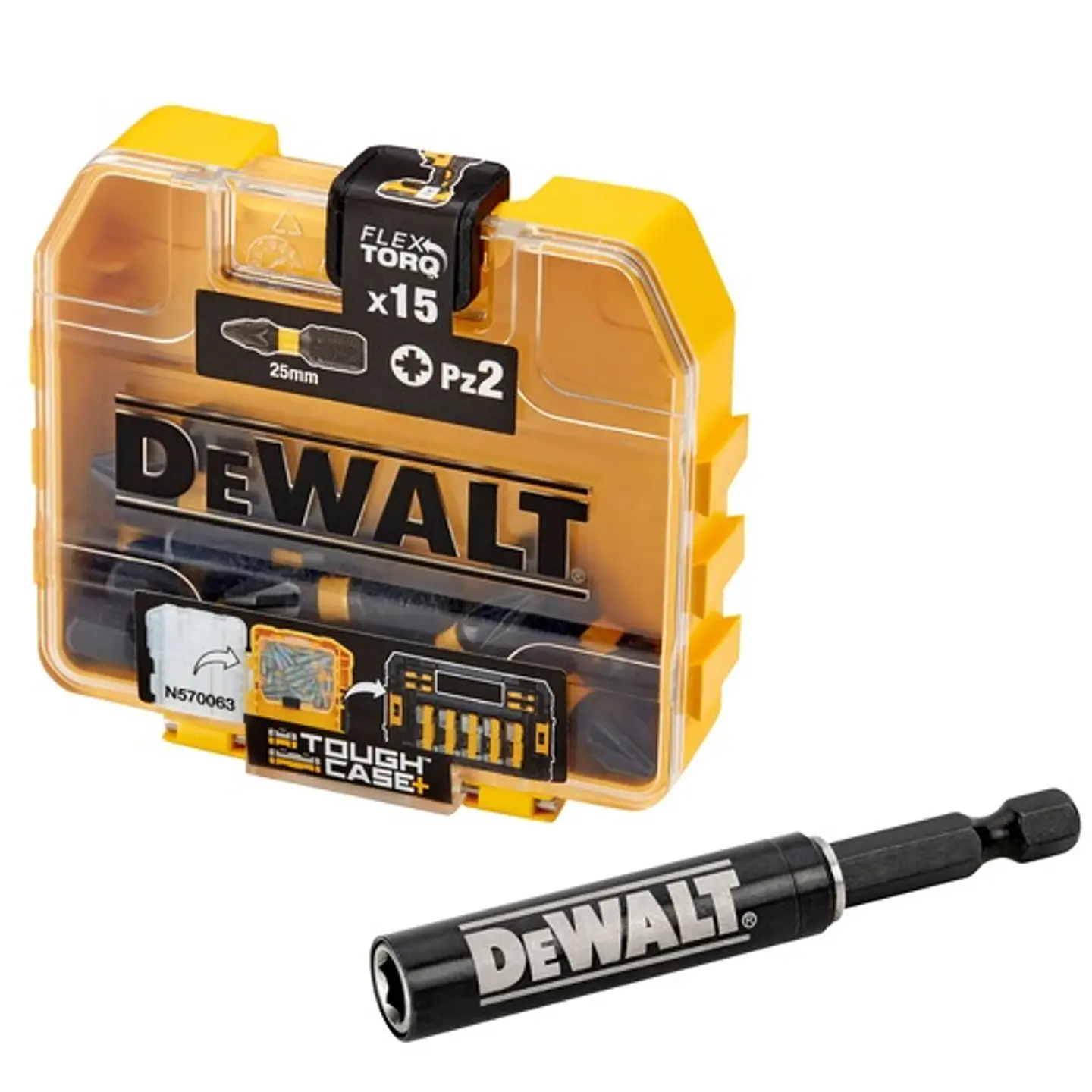 Jogo de 15 Bits PZ2x25mm + Adaptador FlexTorq DT70618T DEWALT 1