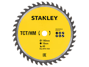 Disco Pastilhado de Serra Circular para Madeira 190 x 16mm 40 Dentes STA13145 STANLEY