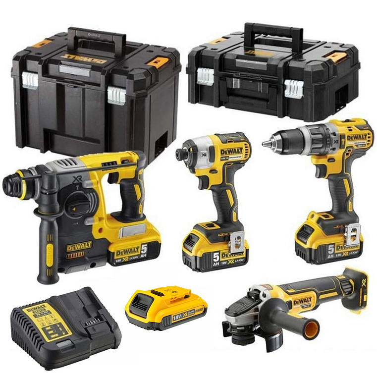Kit de 4 Maquinas sem escovas XR18V com 4 Baterias DCK422P4T DEWALT 1