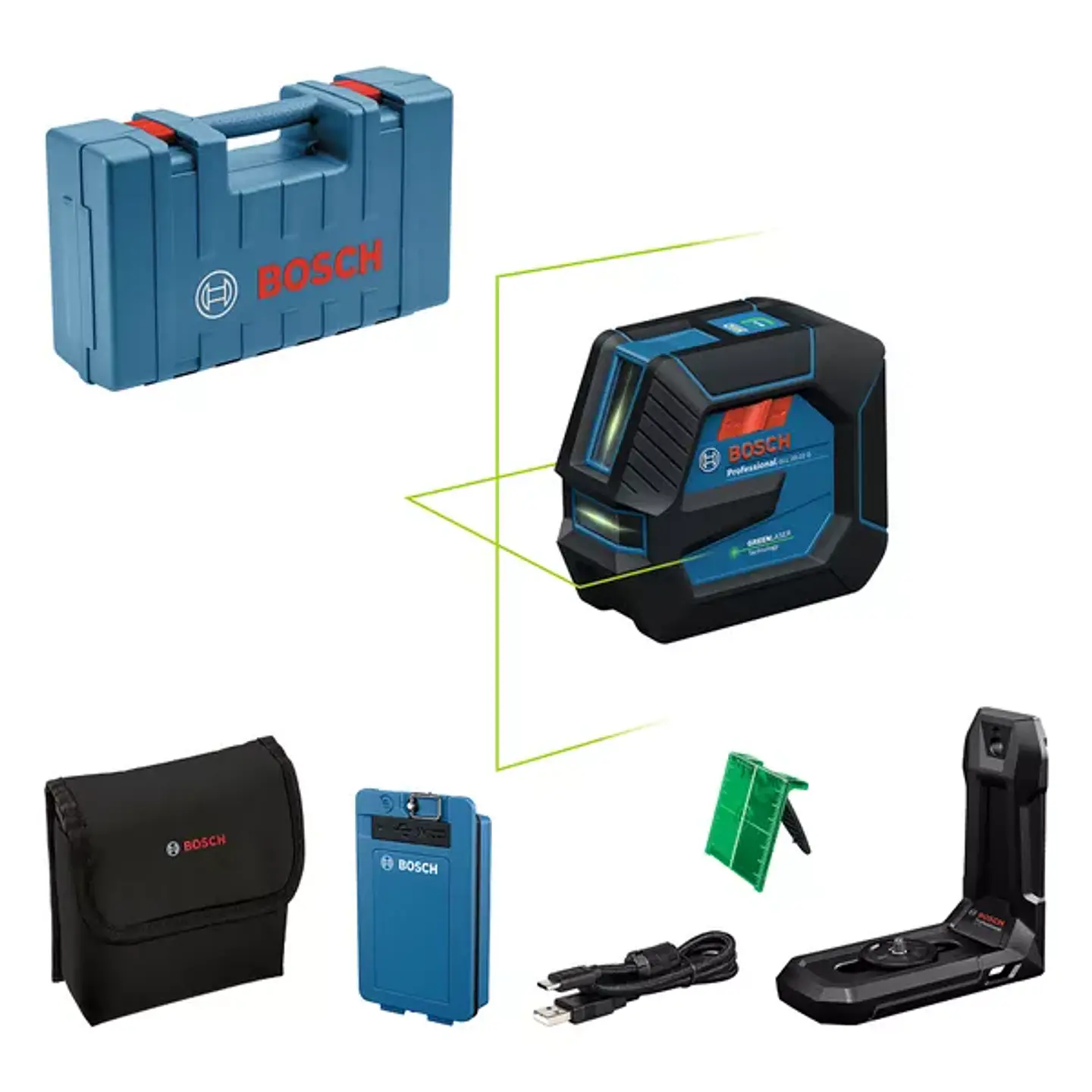Nivel Laser 2 Linhas verdes GLL 2-20 G + Bataeria 3.7V 3.0Ah XL BOSCH 1