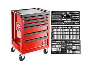 Kit de Carro de Ferramentas de 6 Gavetas + 341 Ferramentas Mecânicas ROLL.6M3A + DWMT45341-1 FACOM + DEWALT