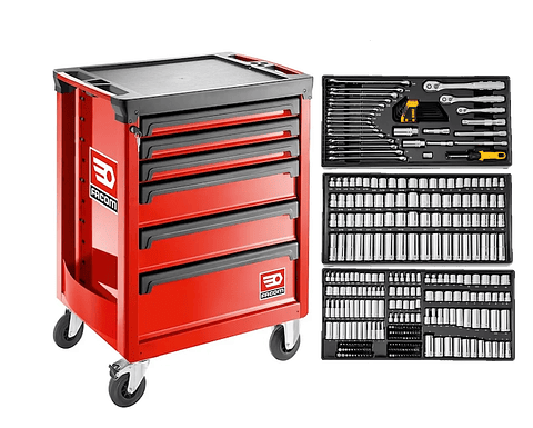 Kit de Carro de Ferramentas de 6 Gavetas + 341 Ferramentas Mecânicas ROLL.6M3A + DWMT45341-1 FACOM + DEWALT