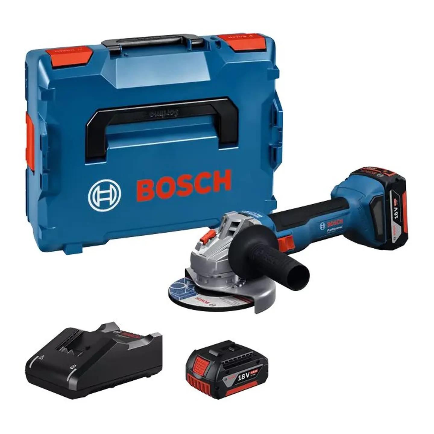 Rebarbadora sem fio GWS 18V-8 (125) + 2x baterias 18V 5.0Ah BOSCH 1