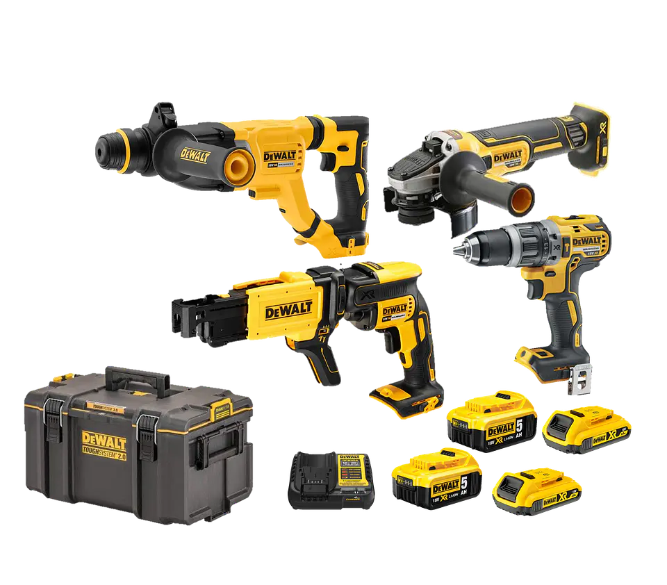 Kit de 4 Maquinas sem escovas XR18V com 4 Baterias DCK8020P4T DEWALT  1