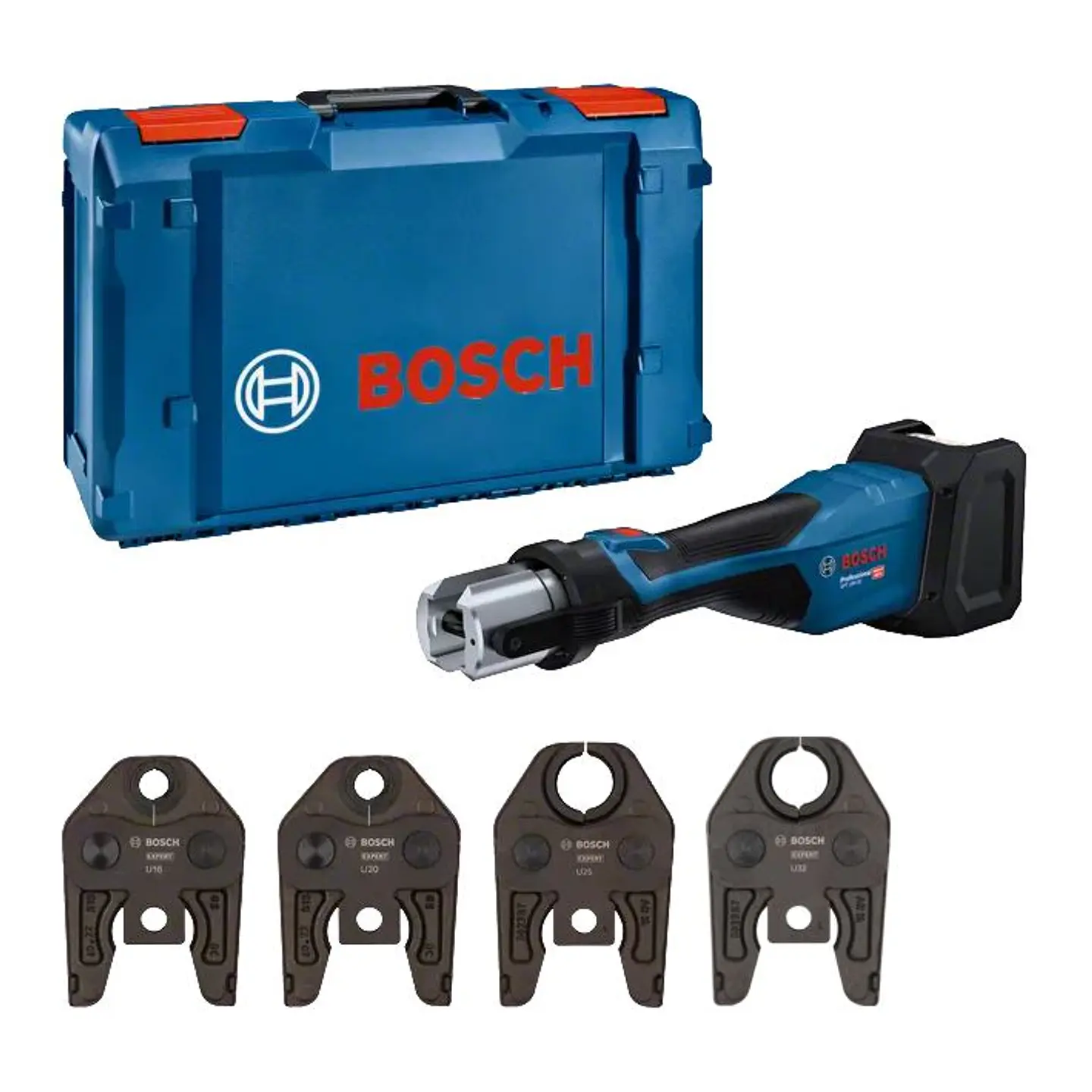 Ferramenta de prensagem sem fio GPT 18V-32 + SET 4 Mordentes U 16 / 20 / 25 / 32 BOSCH 1