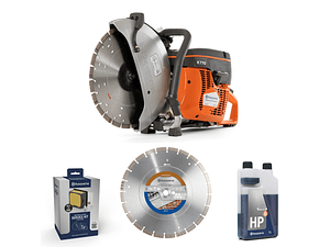 Cortadora de Disco 350mm K 770 14'' 74 CC (Gasolina) com 2 Discos 350mm + Kit Serviço + Oleo HUSQVARNA