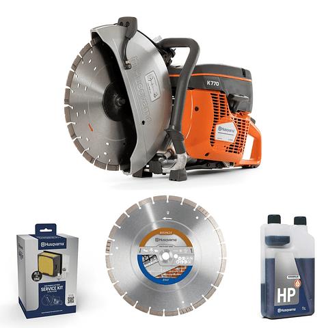 Cortadora de Disco 350mm K 770 14'' 74 CC (Gasolina) com 2 Discos 350mm + Kit Serviço + Oleo HUSQVARNA