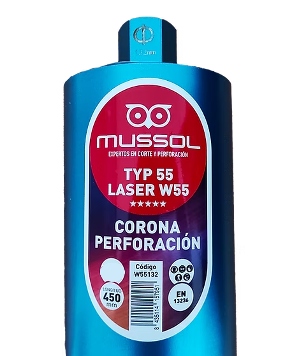 Broca de coroa de Diamante W55 para Caroteadoras  1 1/4'' X 450 mm MUSSOL 2