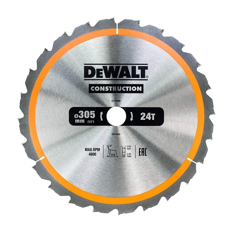 Disco de Serra para Madeira ATB Ø 305X30 24D DT1958 DEWALT 1