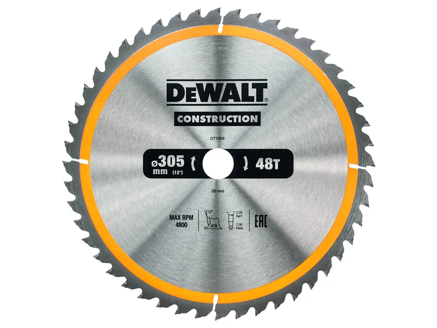 Disco de Serra para Madeira ATB Ø 305X30 48D DT1959 DEWALT 1