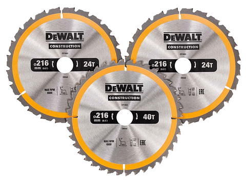 Pack 3 Discos de Serra para Madeira ATB Ø 216X30mm DT1962 DEWALT