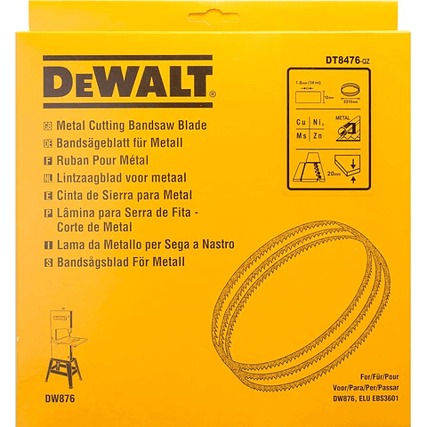 Lamina para Serra de Fita DW876 2215x12x0,6x1,8mm DT8476 DEWALT