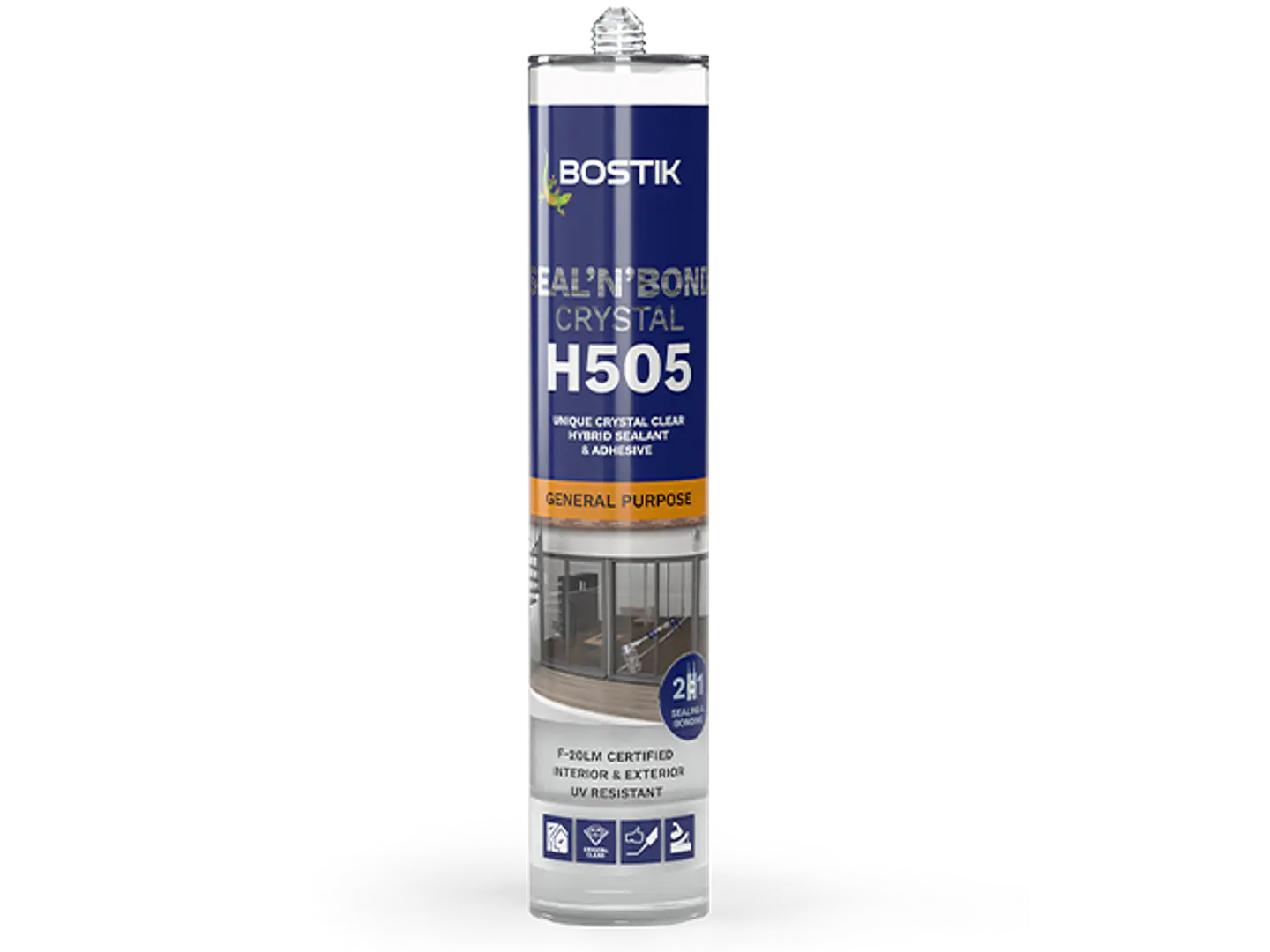 Cola e veda Híbrido 290 ml H505 SEAL'N'BOND CRYSTAL BOSTIK 1