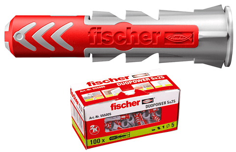 100 Un. Bucha Nylon DuoPower Ø5mm x 25mm 555005 FISCHER