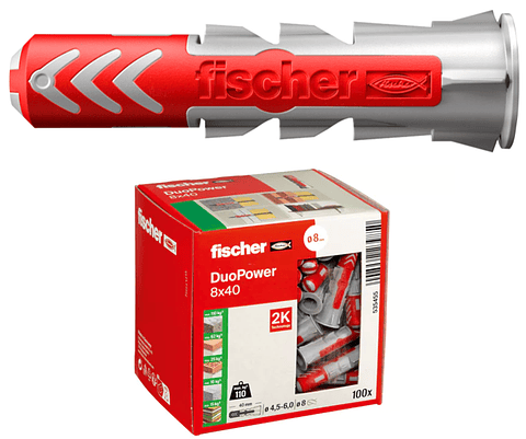 100 Un. Bucha Nylon DuoPower Ø8mm x 40mm 535455 FISCHER