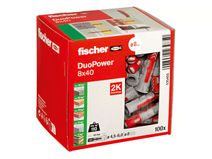 100 Un. Bucha Nylon DuoPower Ø8mm x 40mm 535455 FISCHER