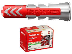 100 Un. Bucha Nylon DuoPower Ø6mm x 30mm 535453 FISCHER