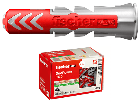 100 Un. Bucha Nylon DuoPower Ø6mm x 30mm 535453 FISCHER