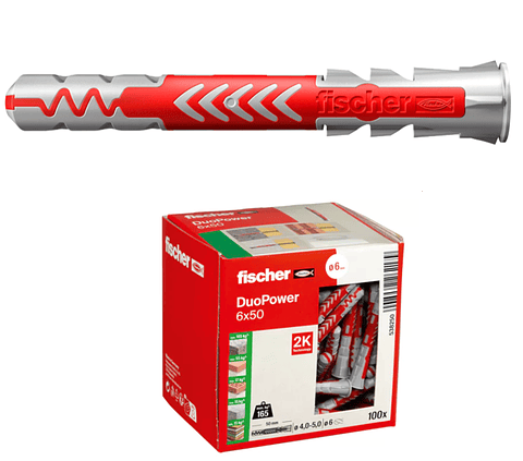 100 Un. Bucha Nylon DuoPower Ø6mm x 50mm 538250 FISCHER