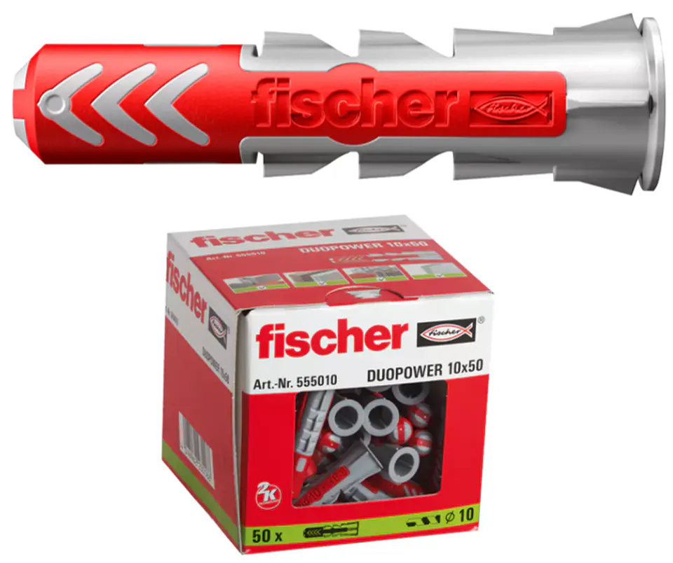 50 Un. Bucha Nylon DuoPower Ø10mm x 50mm 555010 FISCHER 1