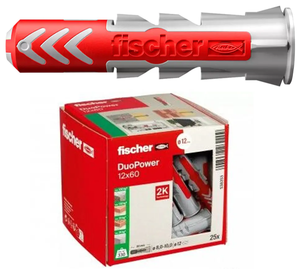 25 Un. Bucha Nylon DuoPower Ø12mm x 60mm 538243 FISCHER  1