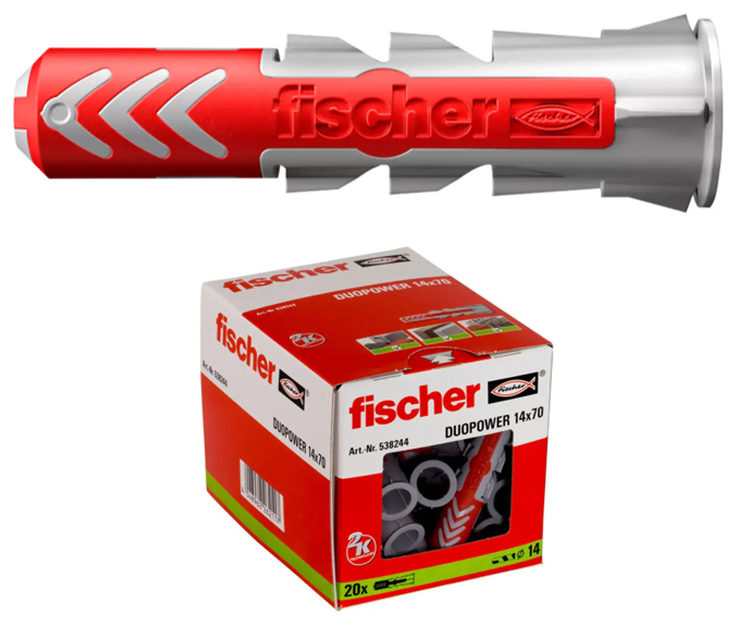 20 Un. Bucha Nylon DuoPower Ø14mm x 70mm 538244 FISCHER 1